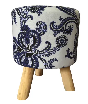 Kaleidoscope Linen Foot Stool With Wooden Feet