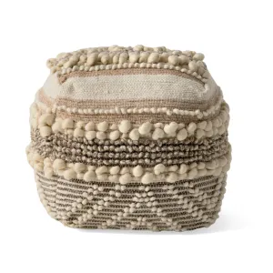 Katiya Contemporary Wool and Cotton Pouf Ottoman