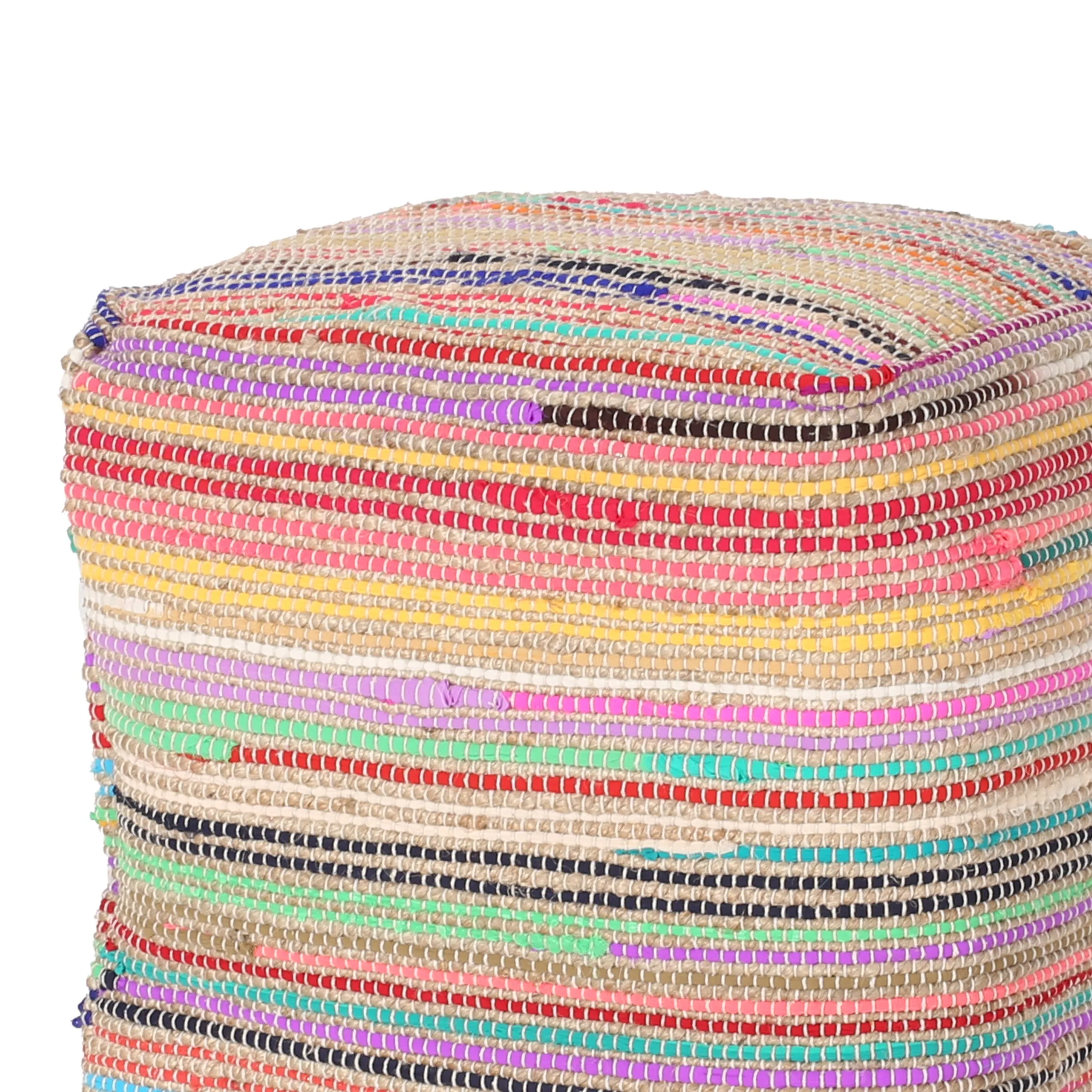 Kenta Boho Jute and Chindi Pouf