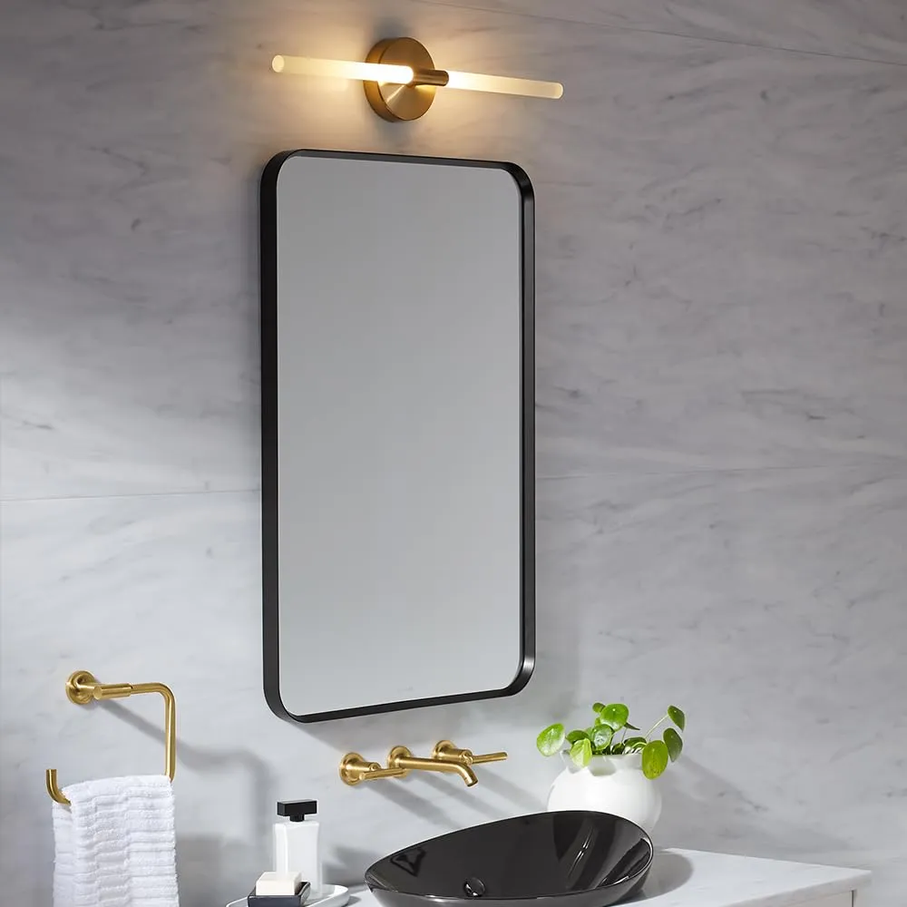 Kohler Essential Rectangle Decorative Mirror for Wall 560mm X 864mm (22"x 34") Matte Black Frame with Silver Coated Glass - Mirror for Bathroom, Living Room, Bedroom - Premium Metal & Timeless Design