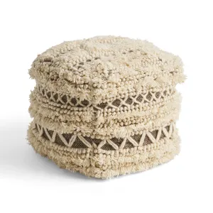 Korey Boho Wool and Cotton Ottoman Pouf