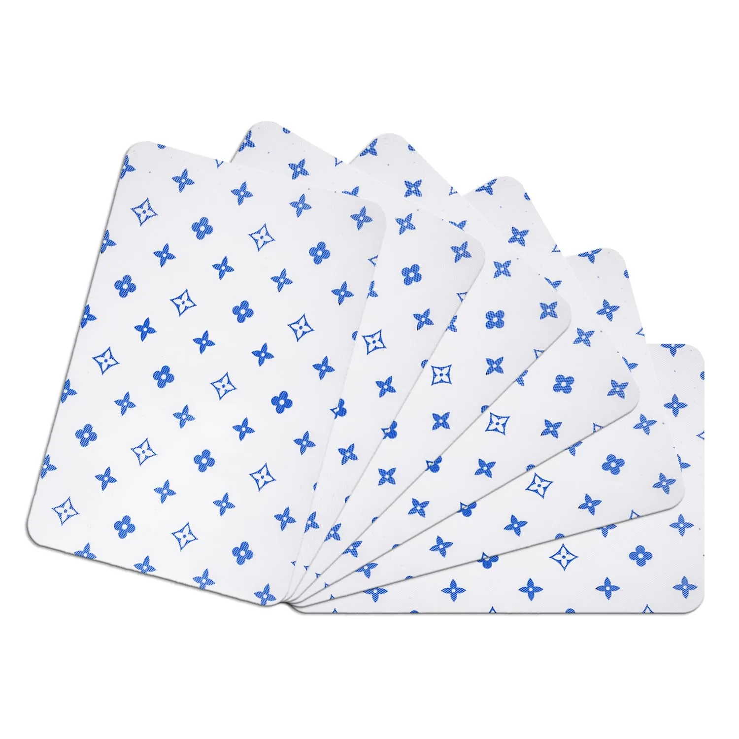 Kuber Industries Placemat | Placemats for Dining Room | Anti-Slip Table Mat Set | Placemats for Kitchen Table | Dining Table Placemats | Blue Star-Design Placemat | 6 Piece Set | White