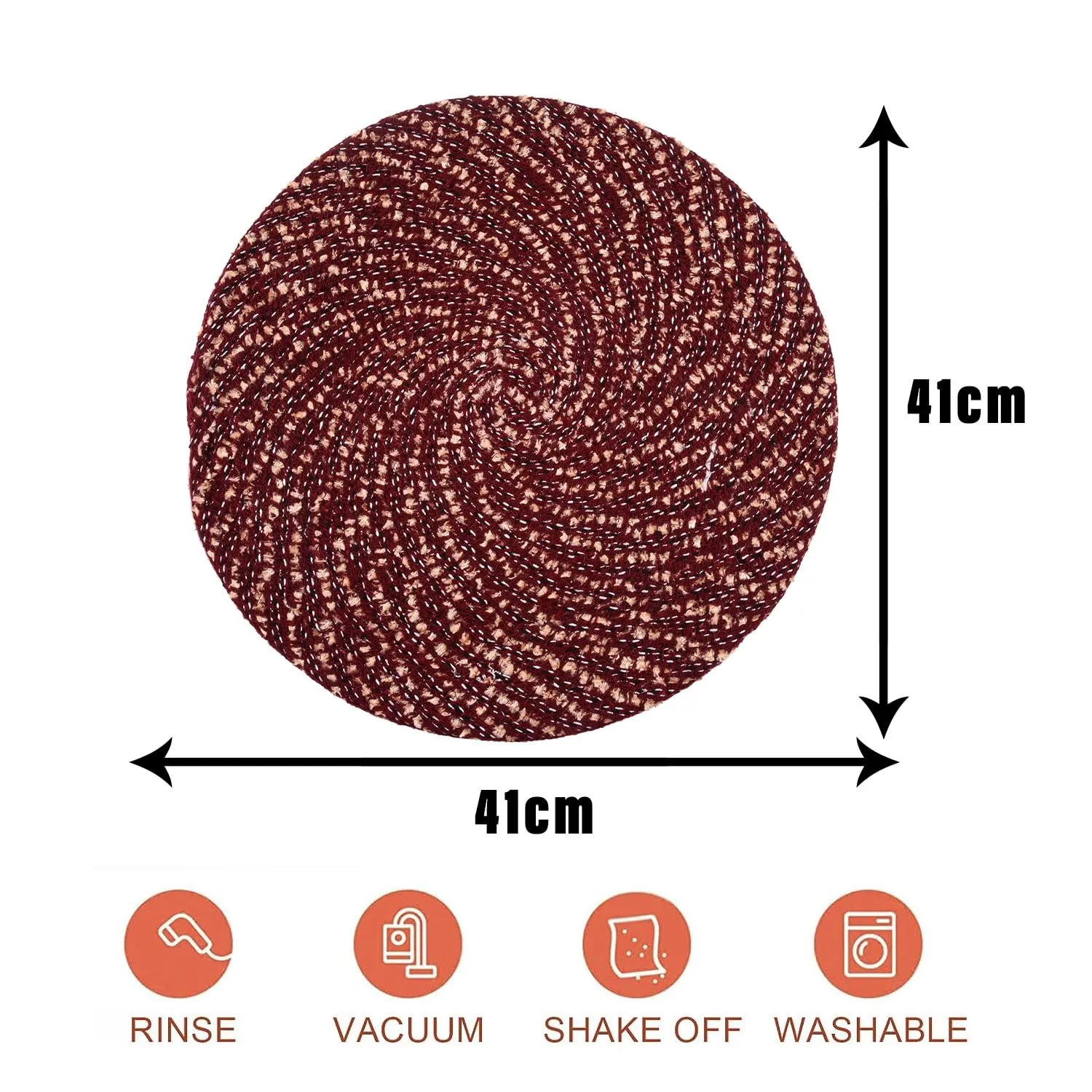 Kuber Industries Side Table Mats | Round Feather Table Mat | Bed-Side Table Mat | Center Table Mat | Reversible Dining Mat | Table Runner Mat | 16 Inch | Small | Pack of 2 | Maroon