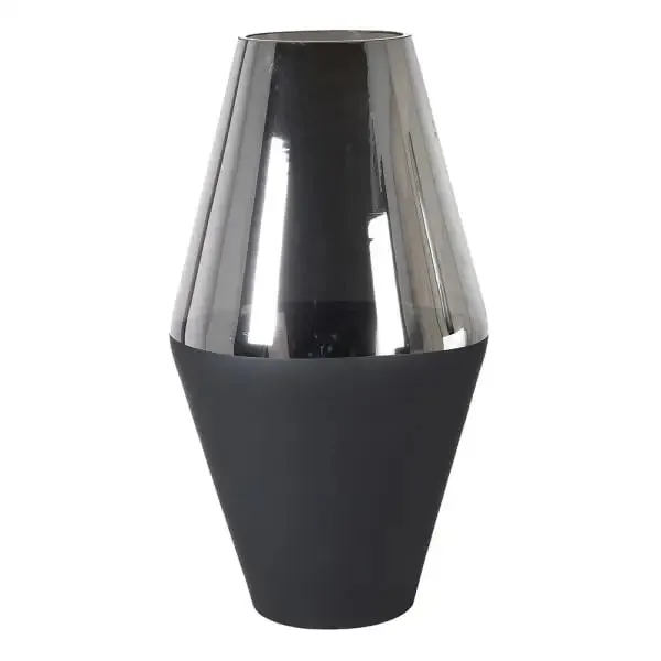 Large Silver & Black Taper Vase