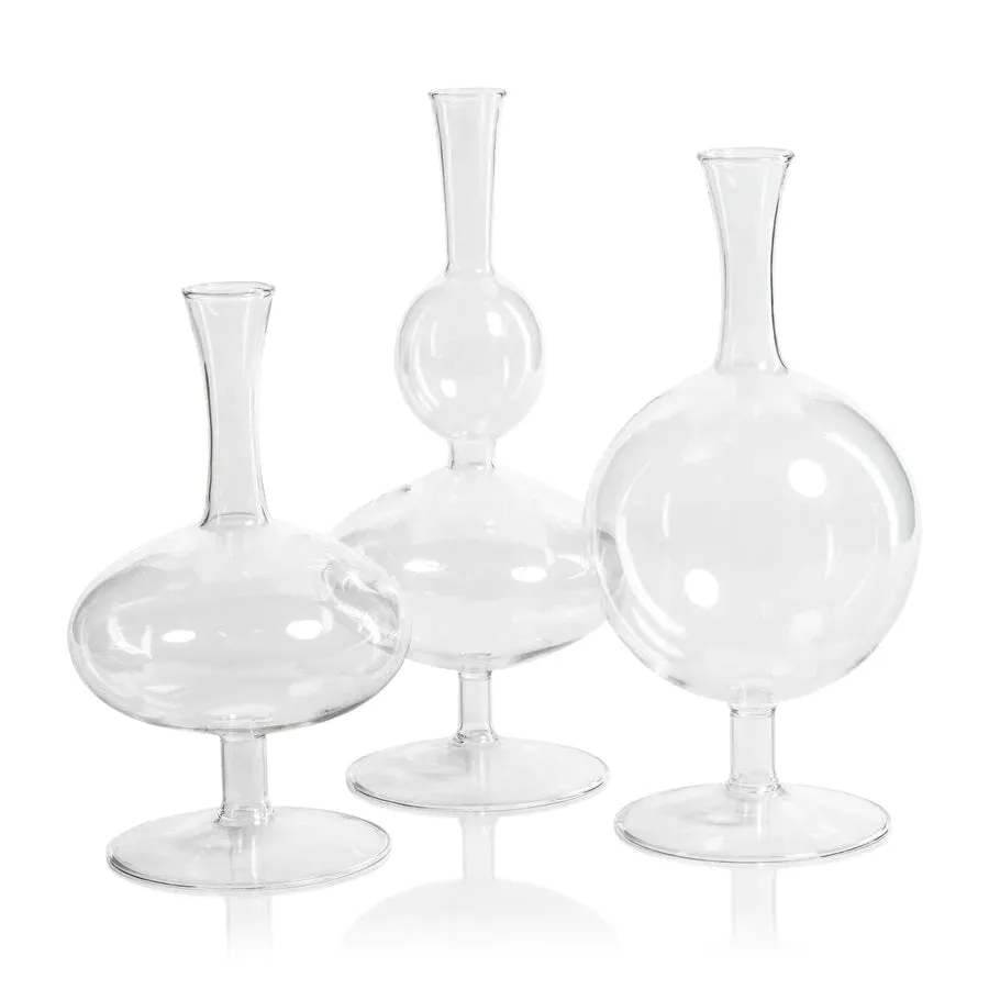 Lily Glass Footed Vases