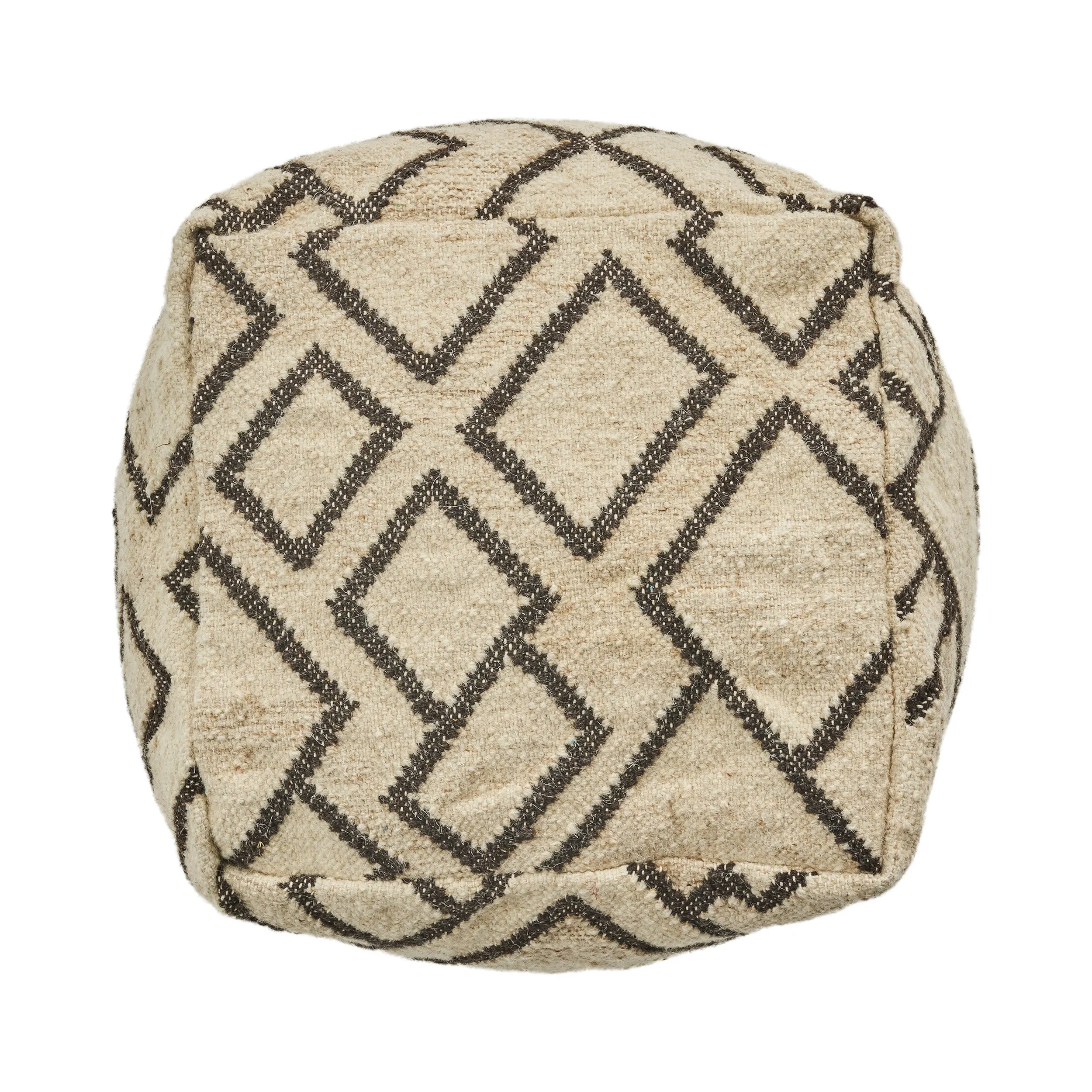 Lucciano Boho Wool and Cotton Ottoman Pouf