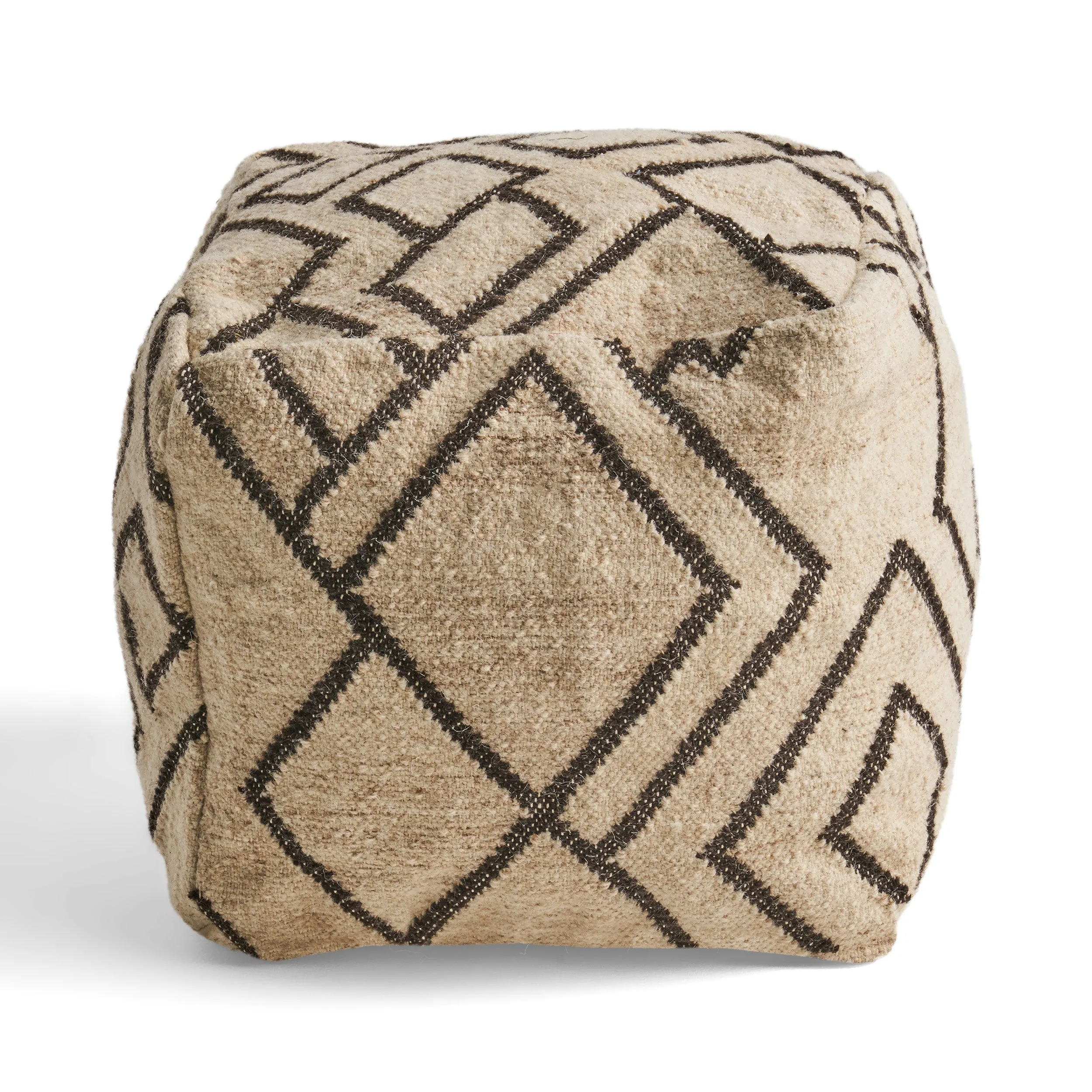 Lucciano Boho Wool and Cotton Ottoman Pouf