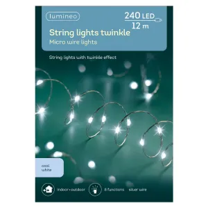 Lumineo 240 Micro LED Cool White Twinkle String Lights (12m)