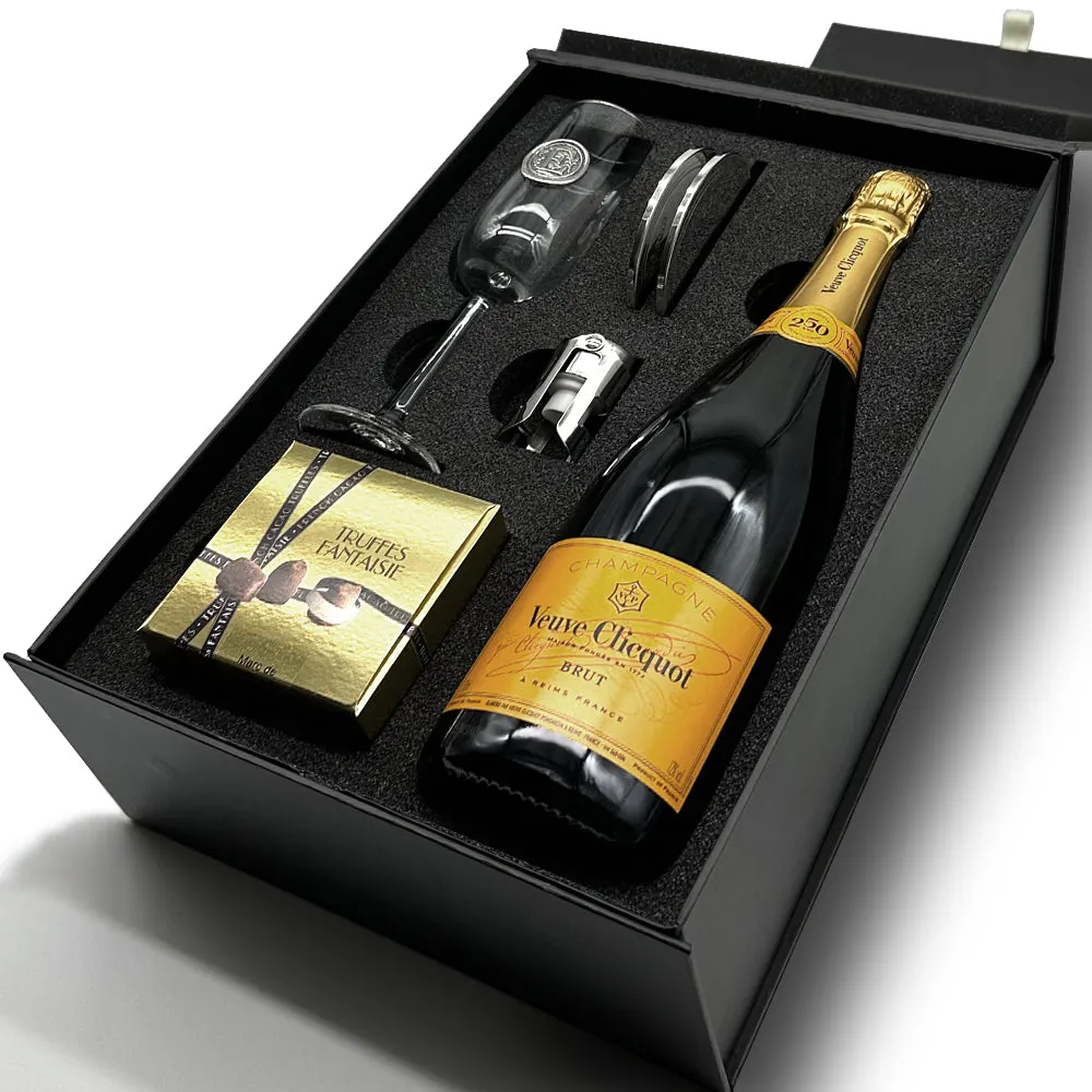 Luxury Champagne Gift Set Includes Bottle, Personalised Champagne Flute, Pewter Bottle Sealer, Pewter Coasters & Truffles