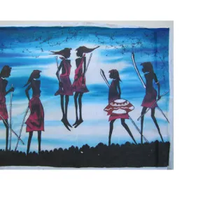 Maasai Warriors Dancing Batik Art 02