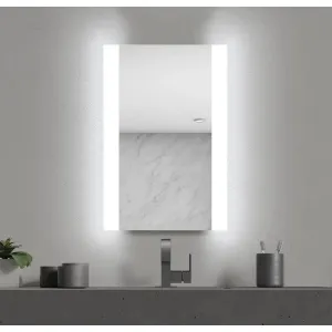 MALLIK DESIGN Sideline Outer Rectangle Led Bathroom Mirror Wall Mounted (3 Lights Integrated) | 24x18 Inches, Round, Framed