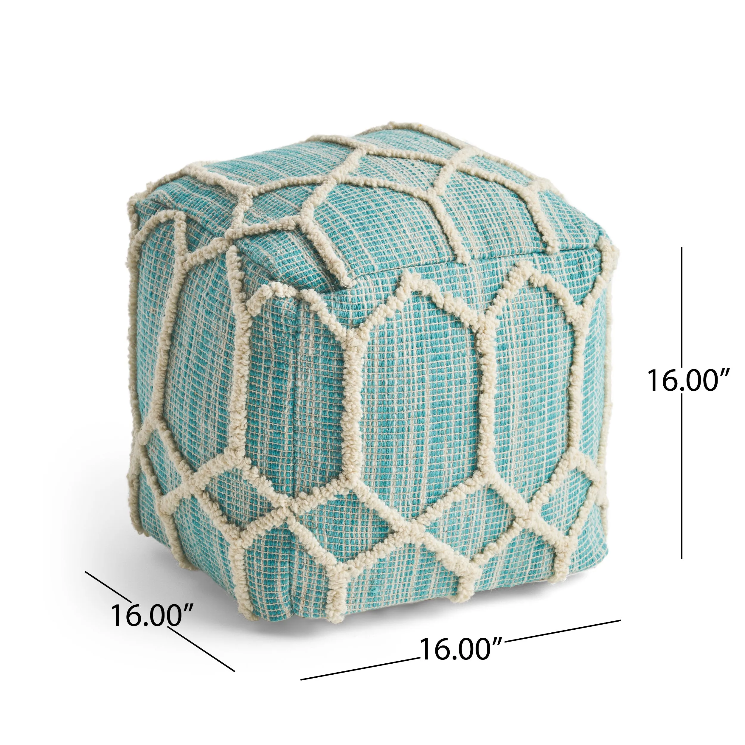 Martha Boho Wool and Cotton Ottoman Pouf