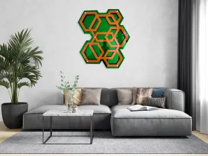 Mirrored Acrylic Emerald Green Hexagon Wall Art