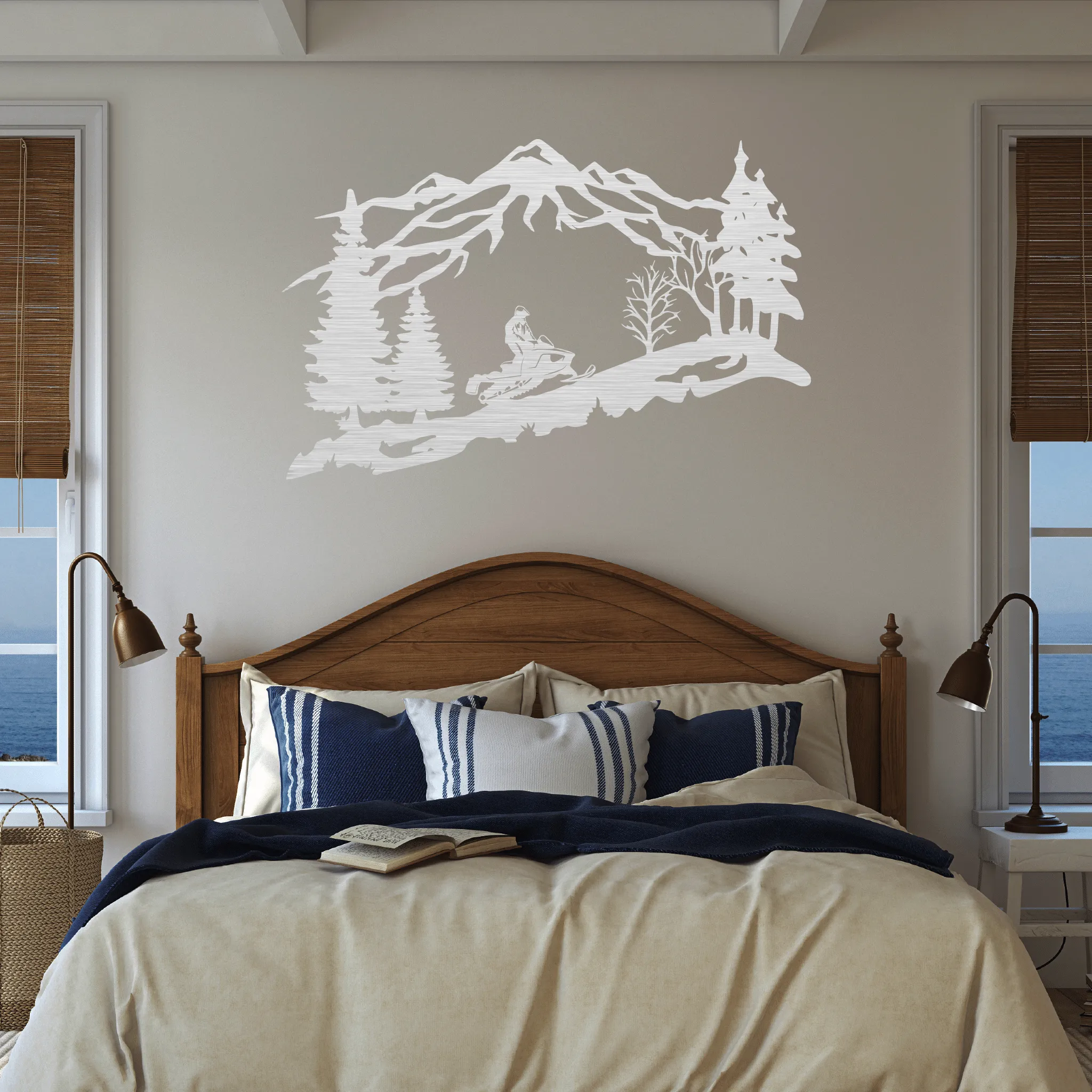 Mountain Snowmobiler- Metal Wall Art