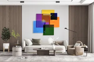 Oversized Multicolor Squares Transparent Acrylic Art 3D Wall Art