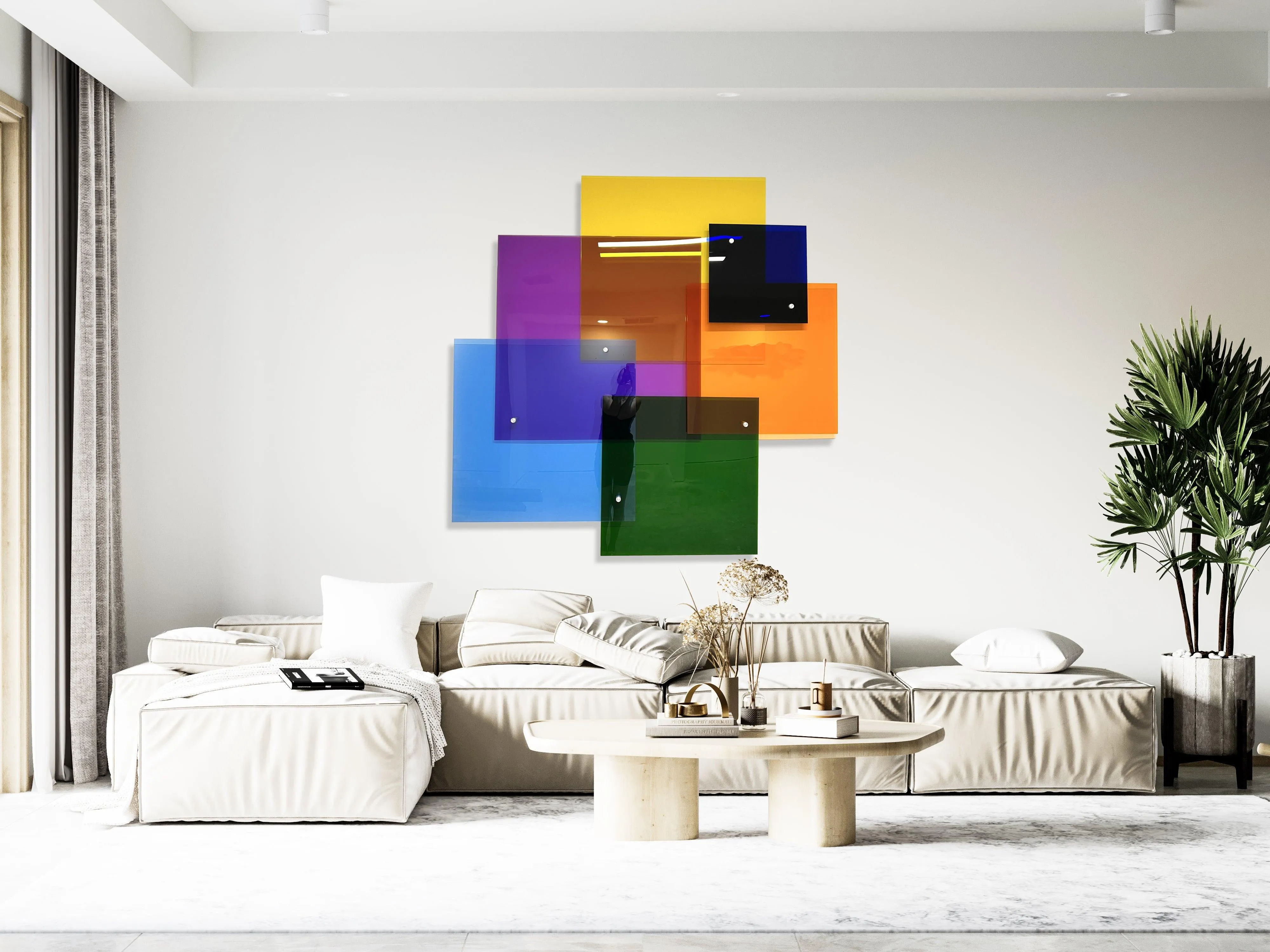 Oversized Multicolor Squares Transparent Acrylic Art 3D Wall Art