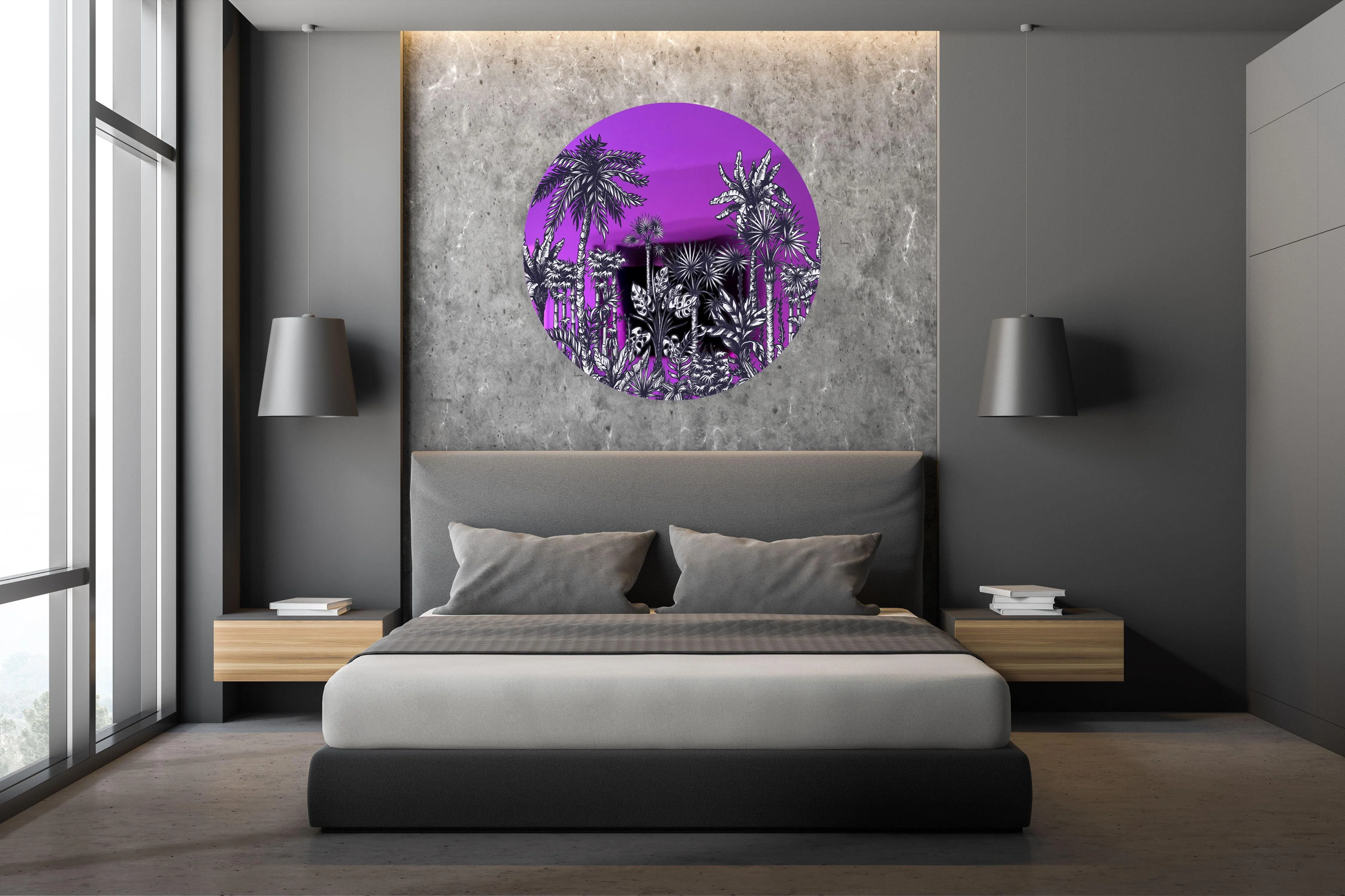 Palms Pattern Printed Mirror Acrylic Circles