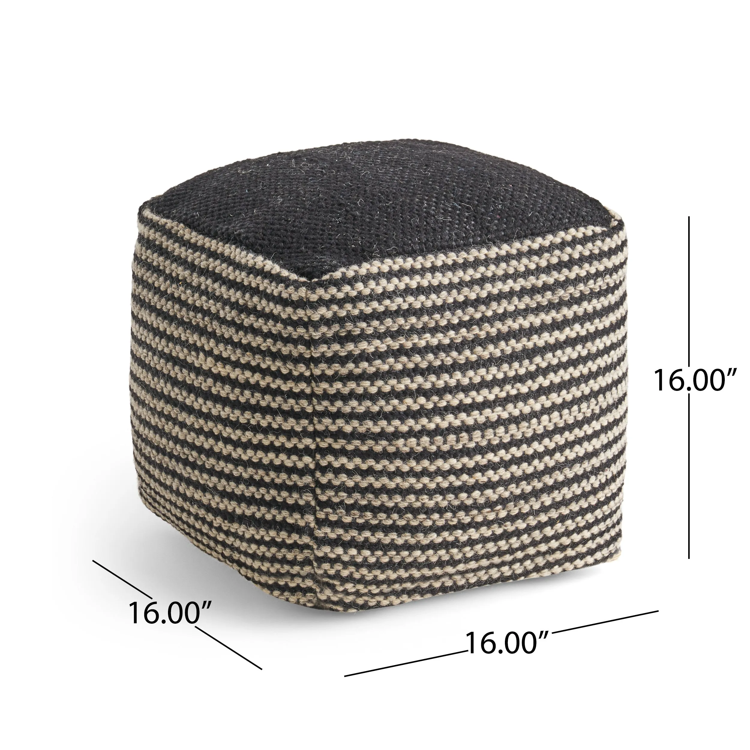 Phoebe Boho Wool and Cotton Ottoman Pouf