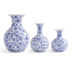 Porcelain Blue & White Chinoiserie Bud Vases