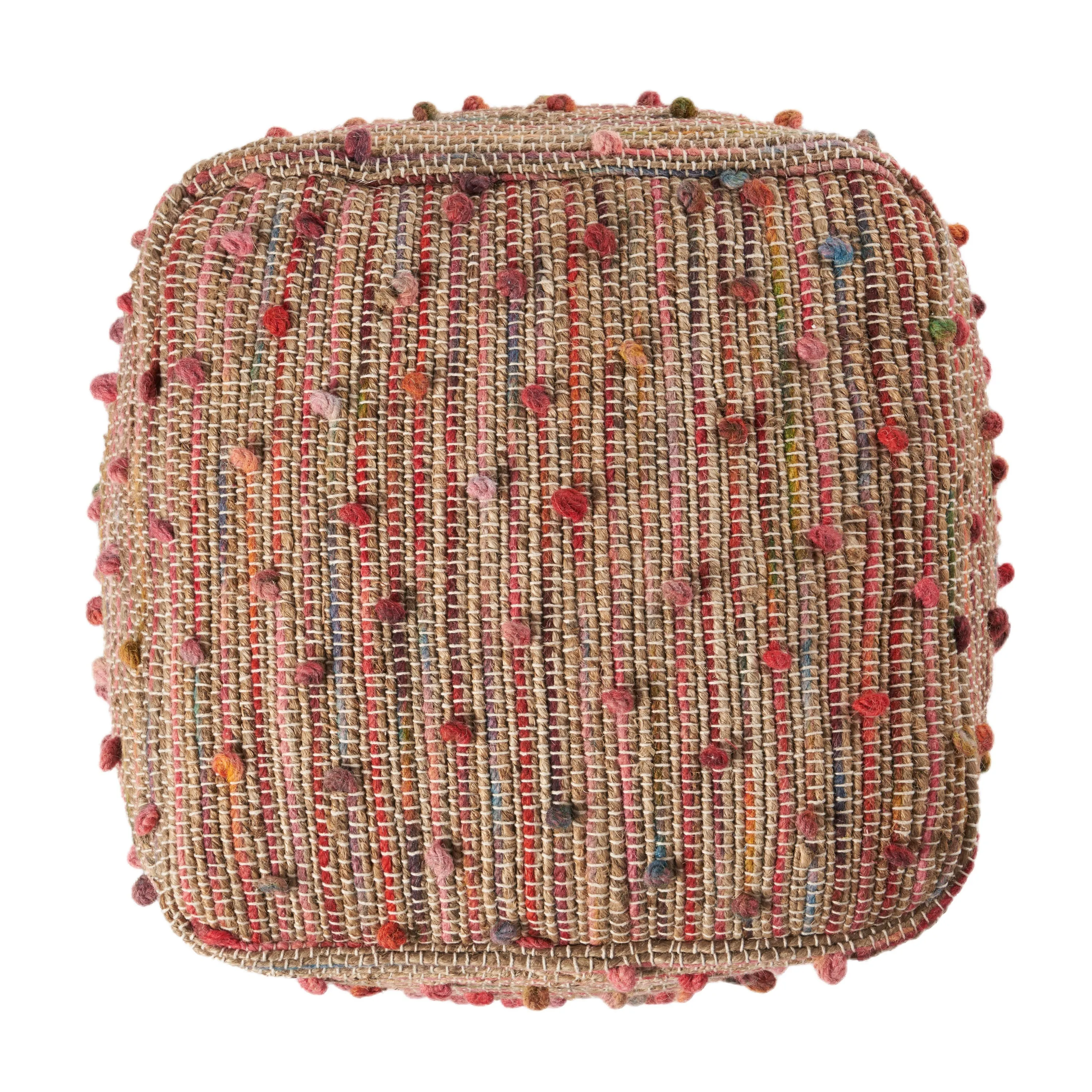 Rainy Boho Jute and Cotton Pouf