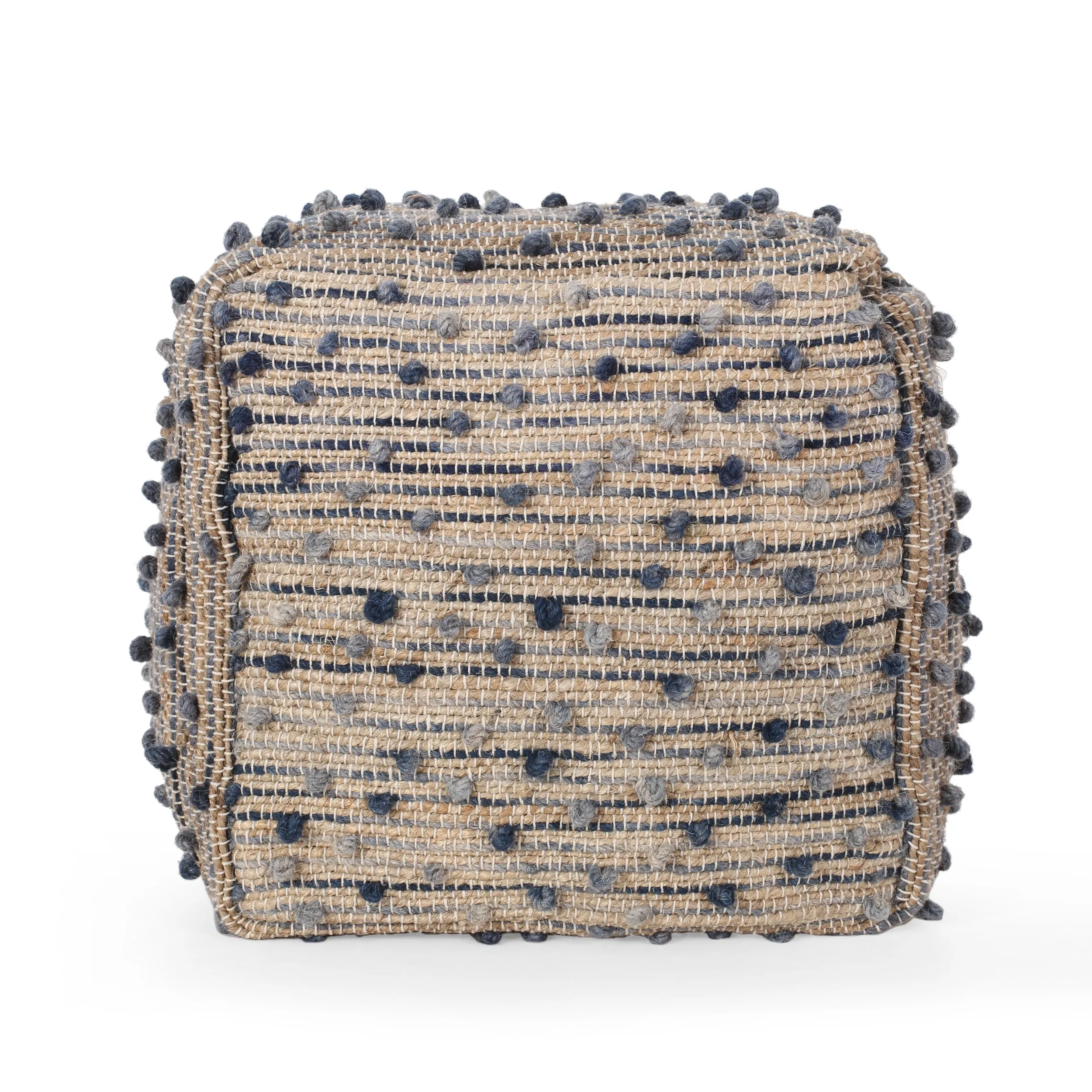 Rainy Boho Jute and Cotton Pouf