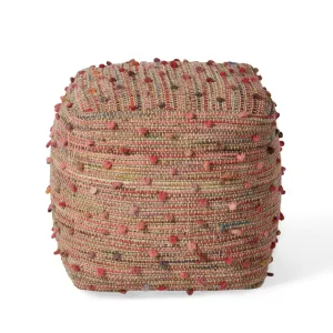 Rainy Boho Jute and Cotton Pouf