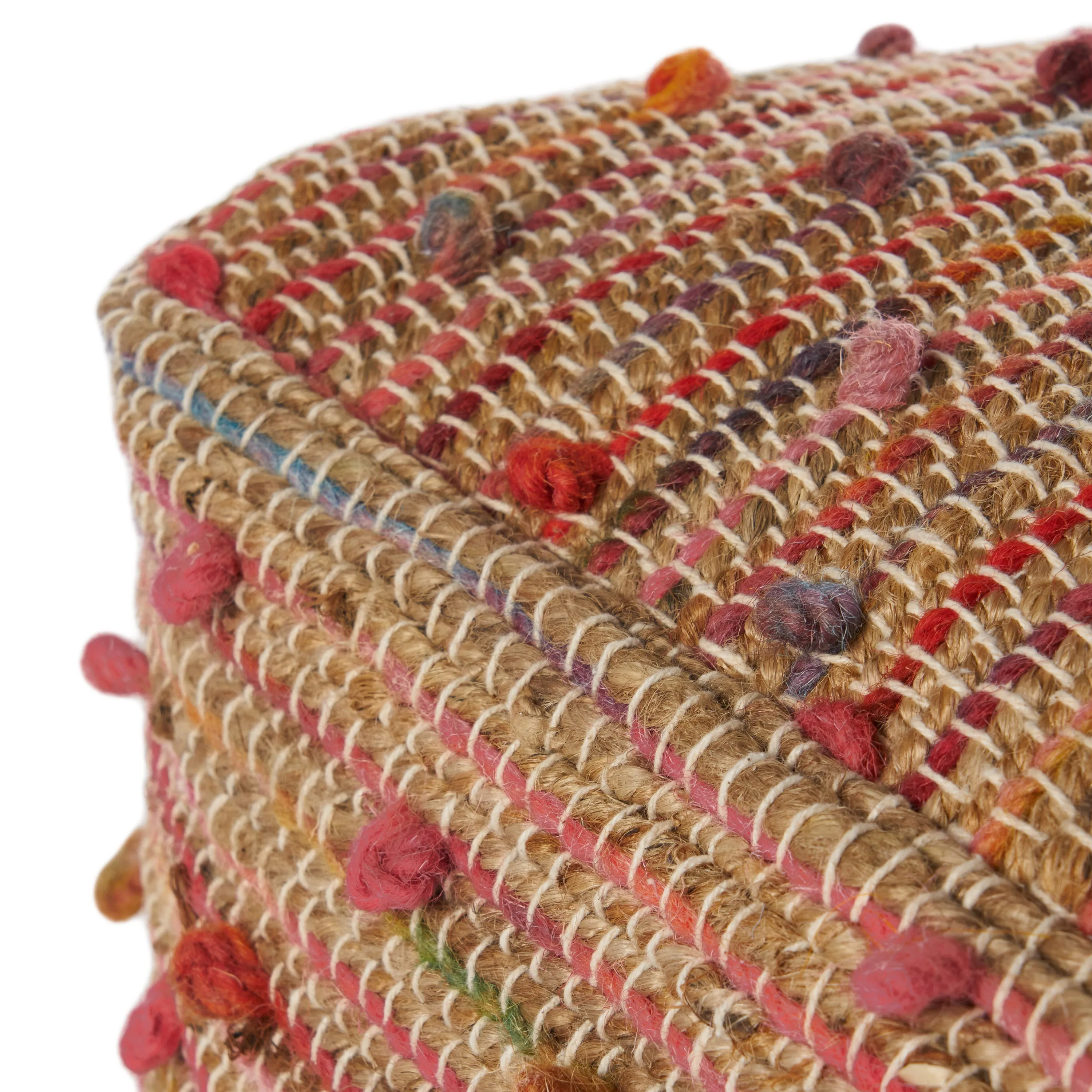 Rainy Boho Jute and Cotton Pouf