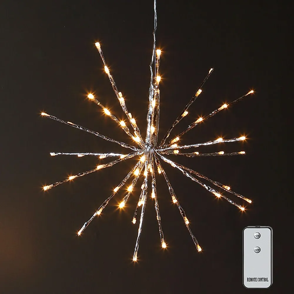 Raz Imports Lights 18" Silver Starburst with 80 Warm White Lights and Remote