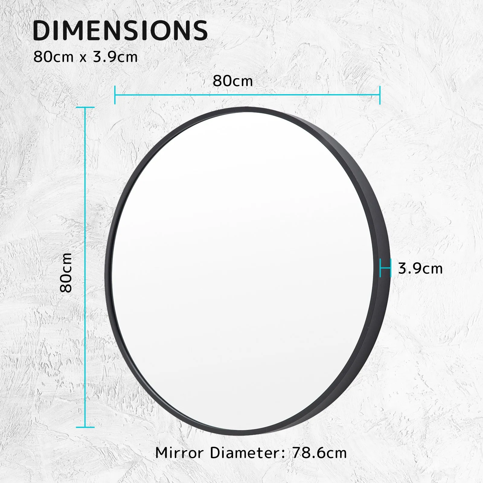 Ready to Mount Round Mirrors, Metal Frame, 80cm - La Bella