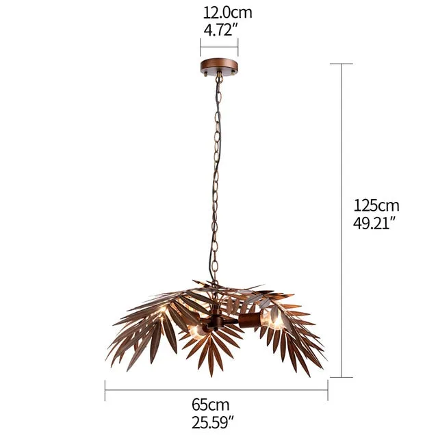 Retro Adjustable Iron Pendant Lamp Coconut Leaves