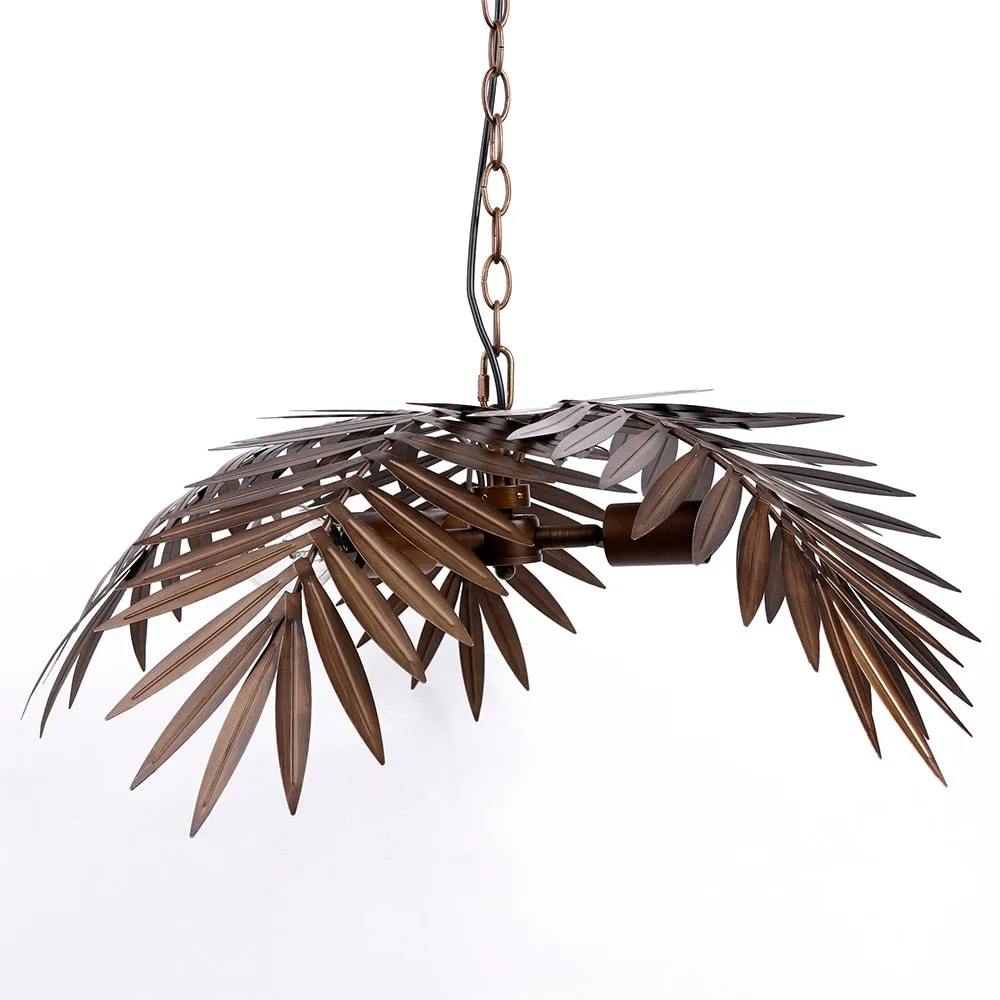 Retro Adjustable Iron Pendant Lamp Coconut Leaves