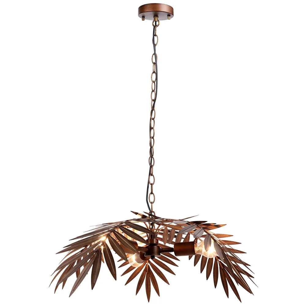 Retro Adjustable Iron Pendant Lamp Coconut Leaves