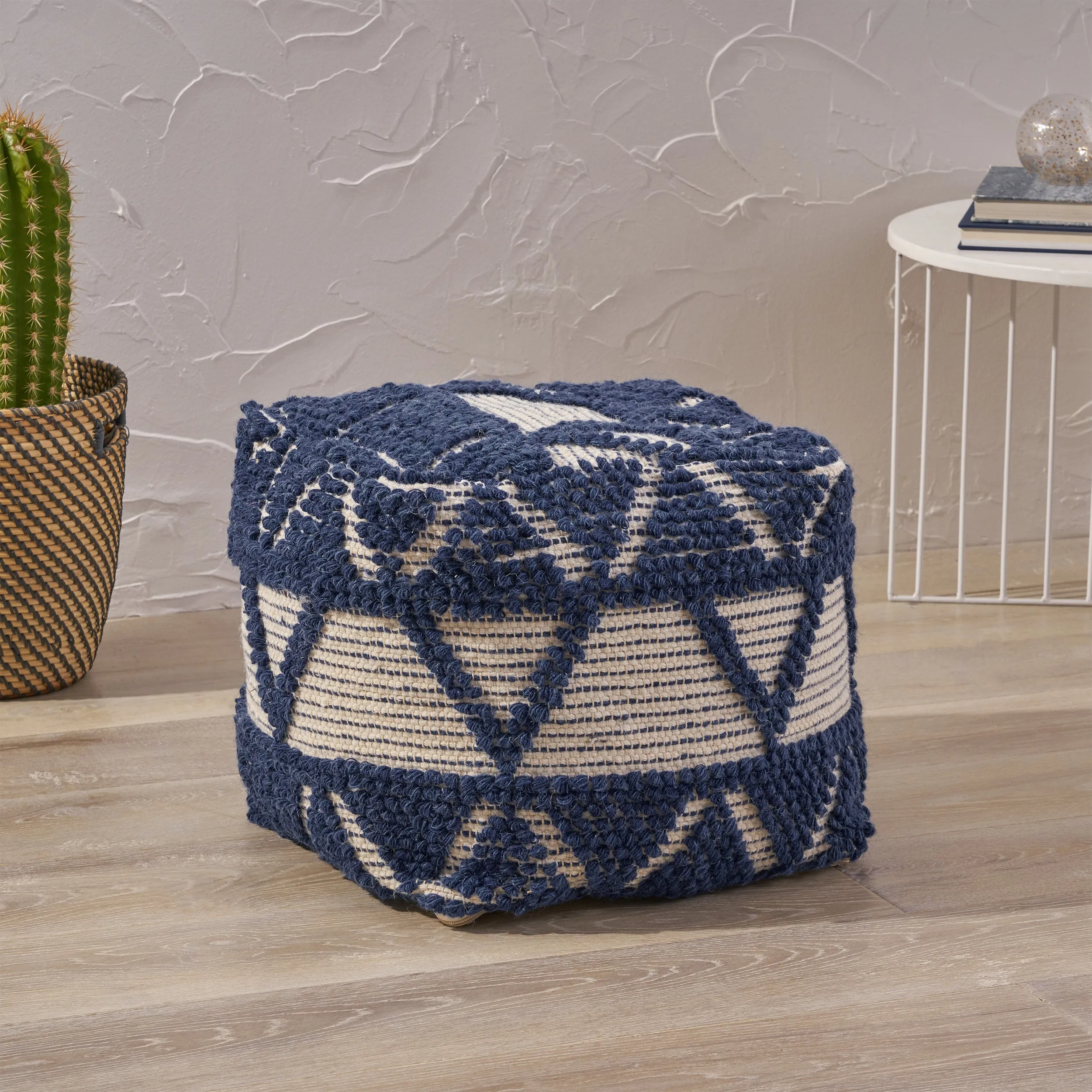 Ronin Boho Wool and Cotton Ottoman Pouf