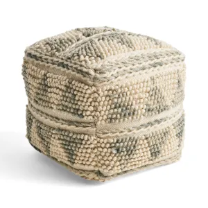 Rosalin Boho Wool and Cotton Ottoman Pouf