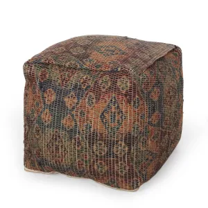 Rossburg Traditional Handcrafted Chindi Cube Pouf