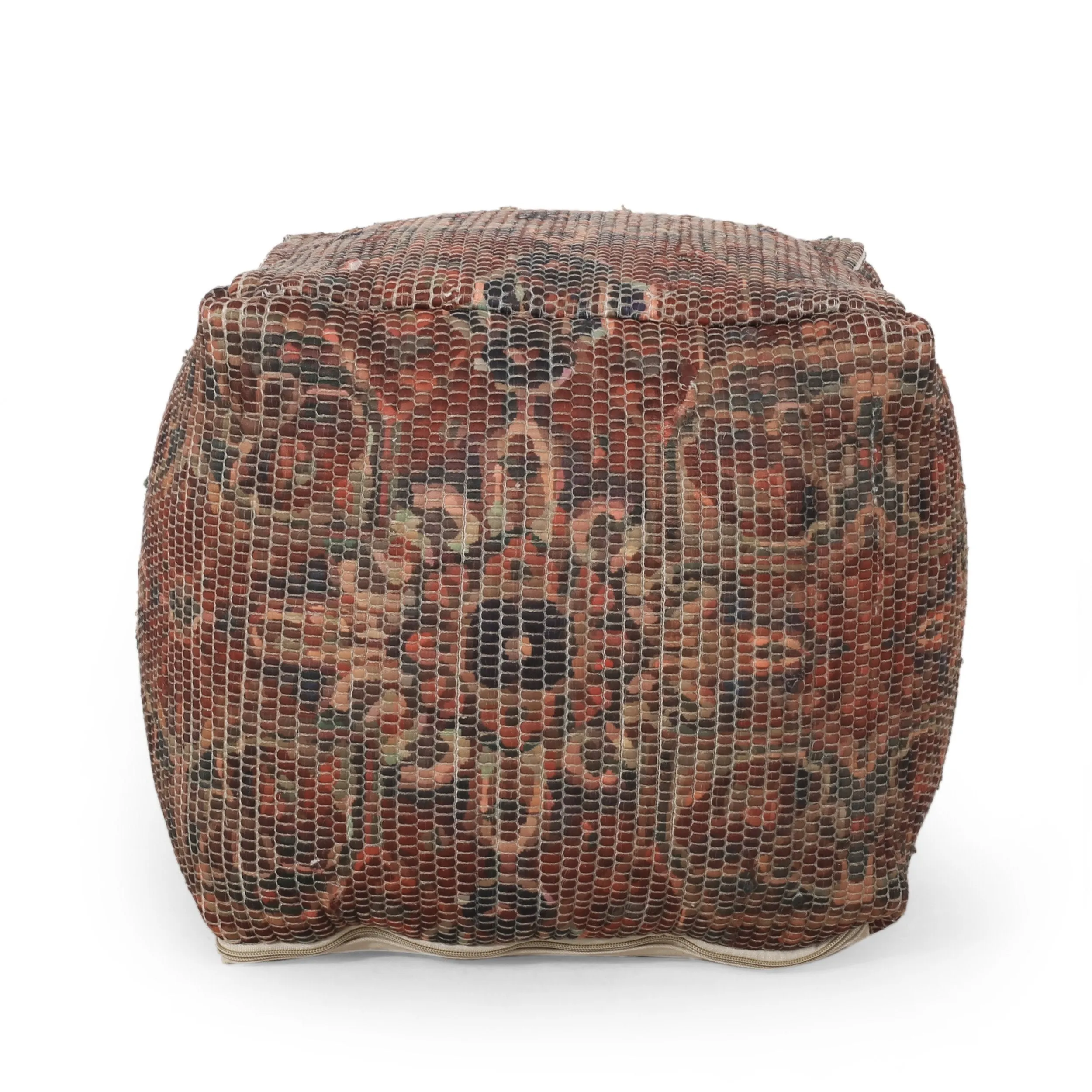 Rossburg Traditional Handcrafted Chindi Cube Pouf