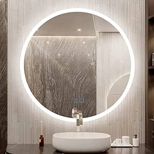 Round Modern Design Lighted Mirror | LED Mirror (21x21)