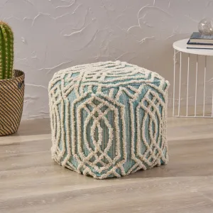 Safiya Boho Wool and Cotton Ottoman Pouf