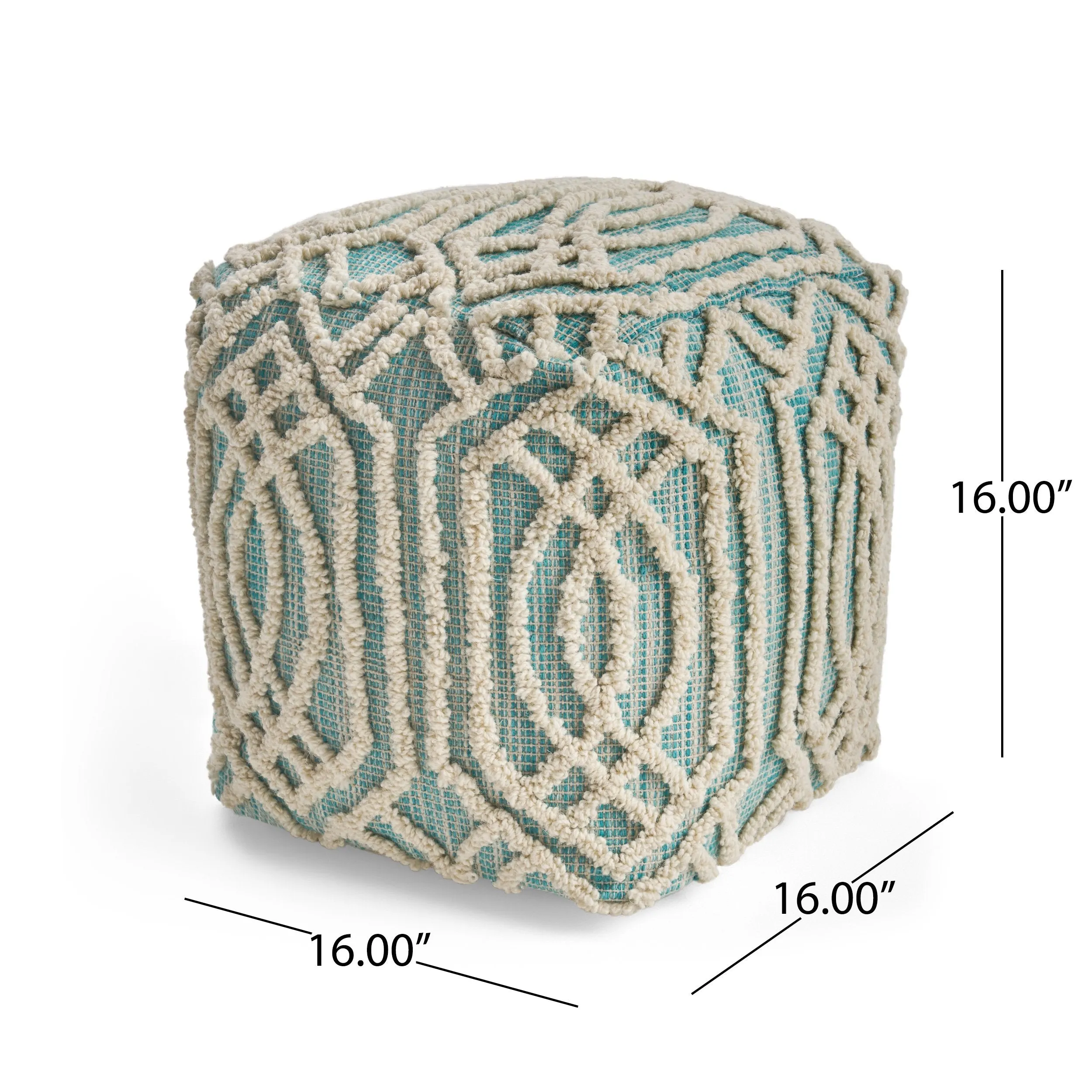 Safiya Boho Wool and Cotton Ottoman Pouf