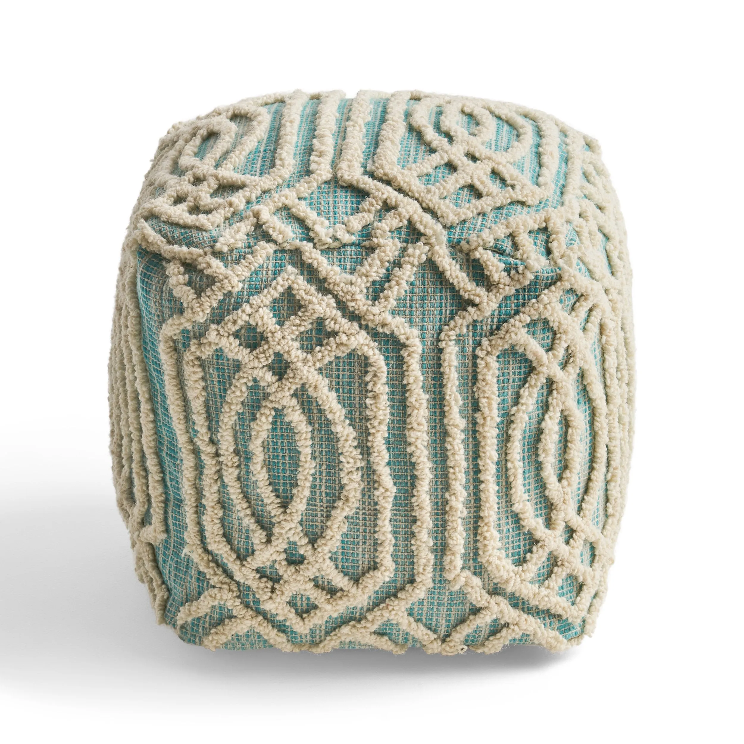 Safiya Boho Wool and Cotton Ottoman Pouf