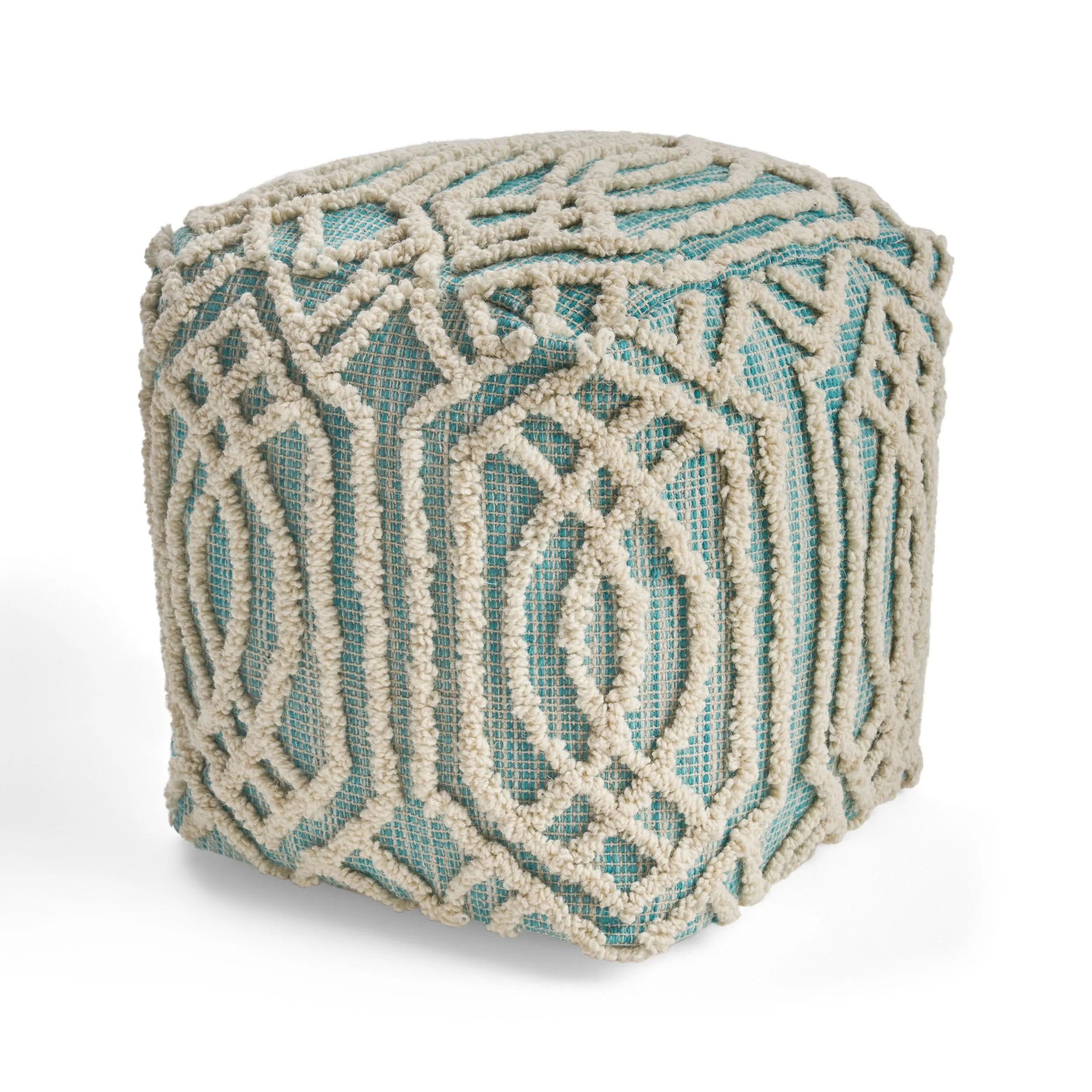 Safiya Boho Wool and Cotton Ottoman Pouf