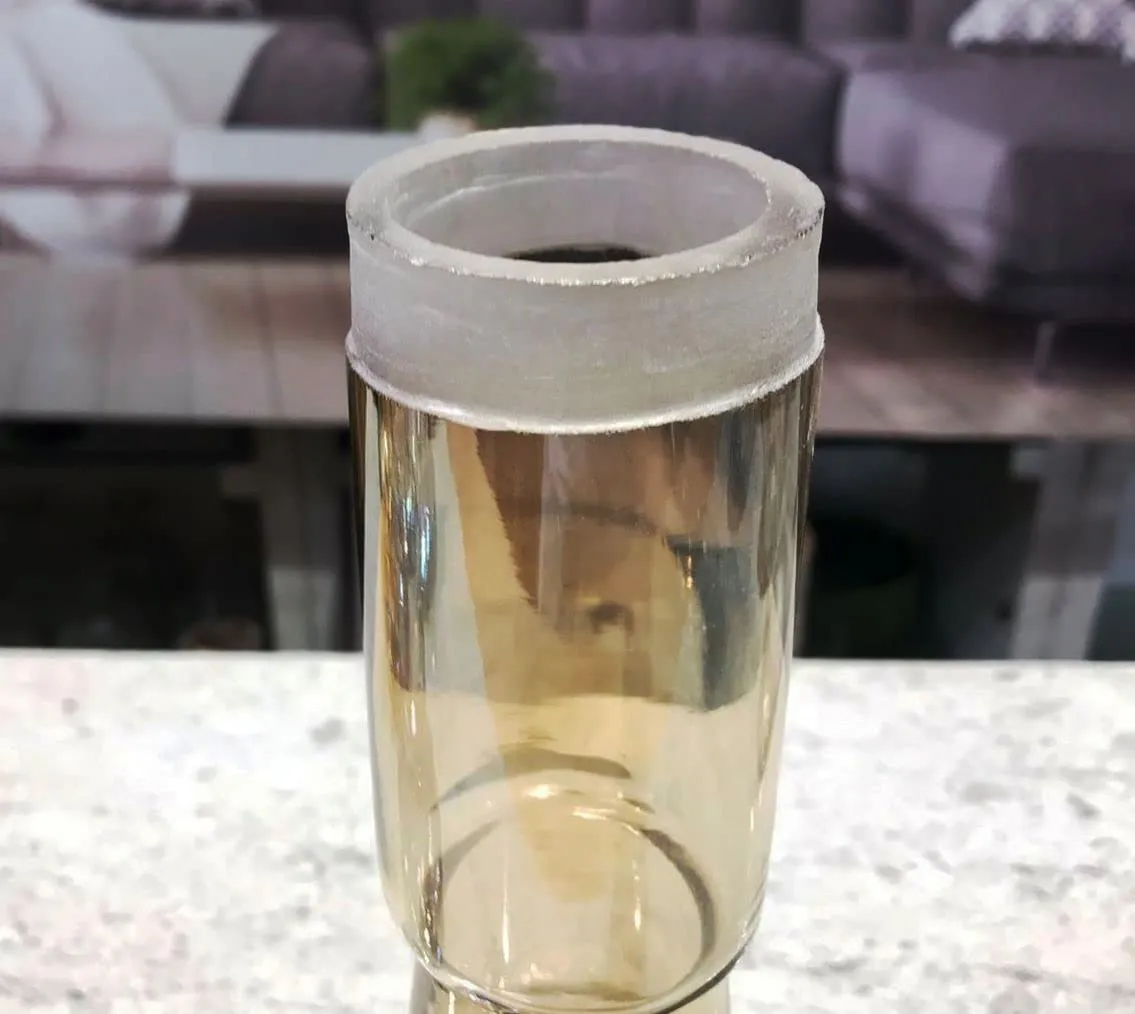 SHOBHANA ENTERPRISES Crystal Clear Round Glass Flower Vase for Home Decor Gold Luster