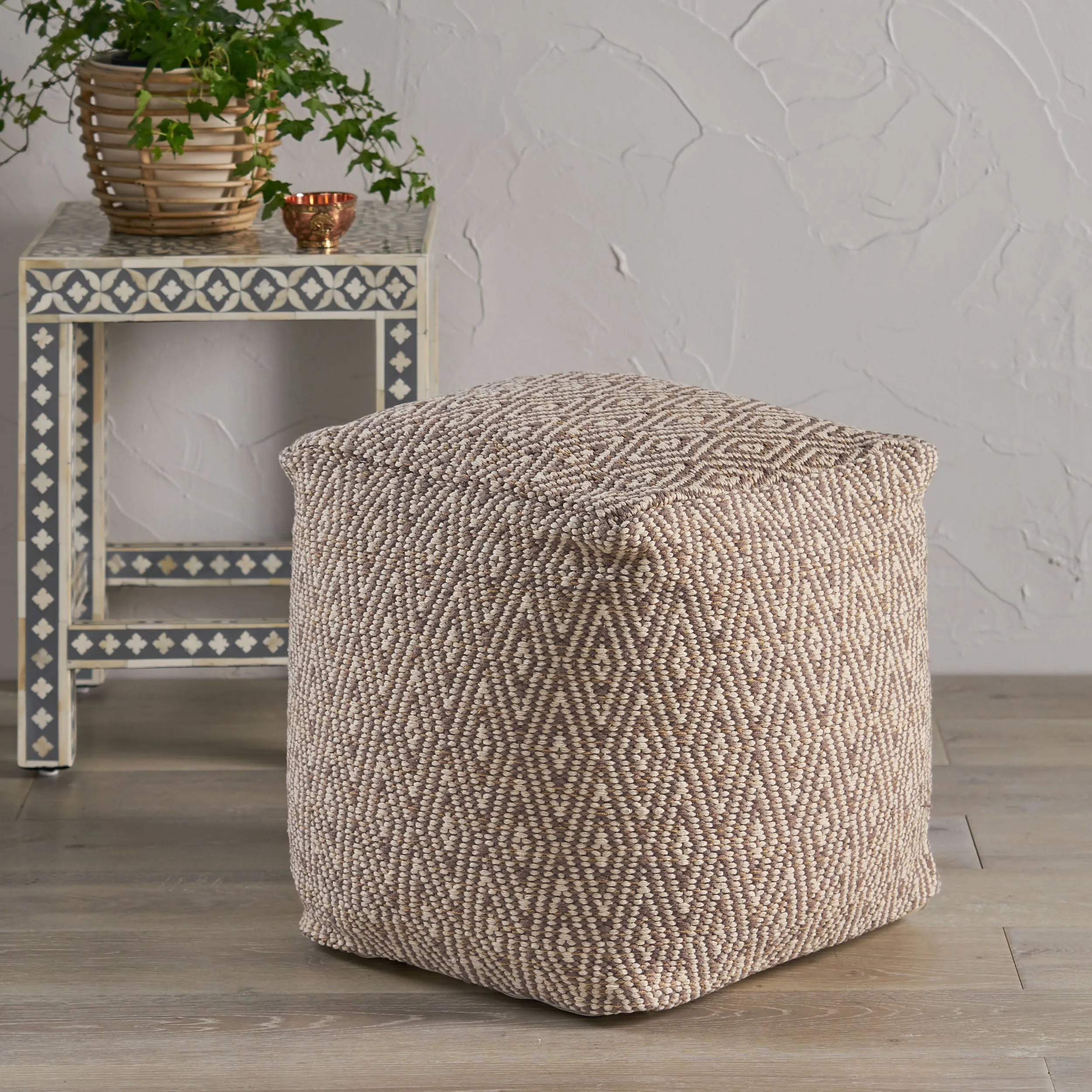 Sovereign Hand-Crafted Cotton Cube Pouf