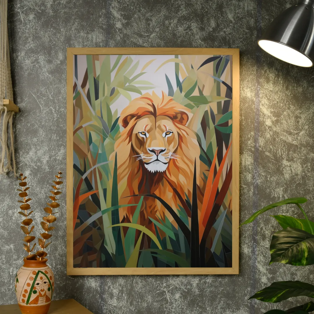 Sowpeace Harmony: Find Your Handcrafted Abstract Lion – Premium Indian-Inspired Canvas Art for Modern Home Decoration