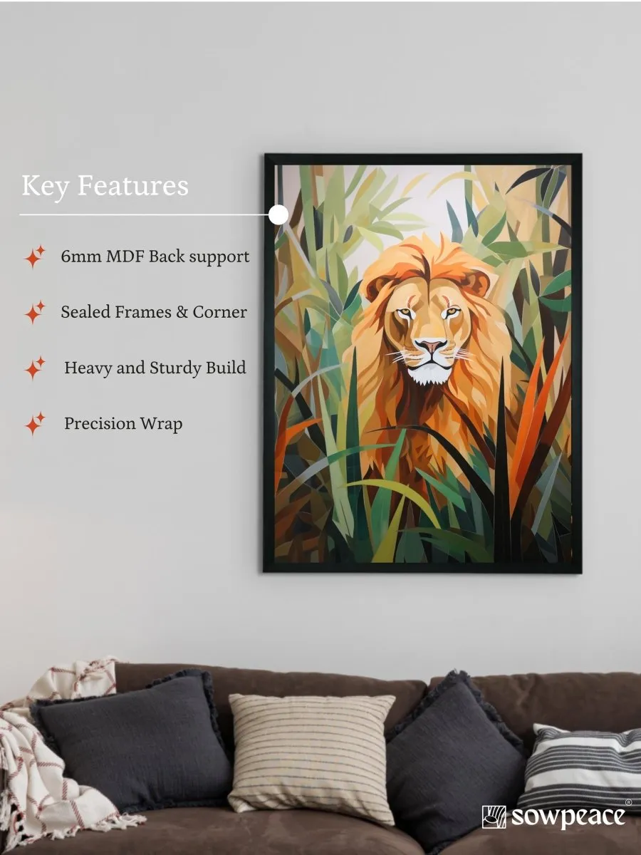 Sowpeace Harmony: Find Your Handcrafted Abstract Lion – Premium Indian-Inspired Canvas Art for Modern Home Decoration