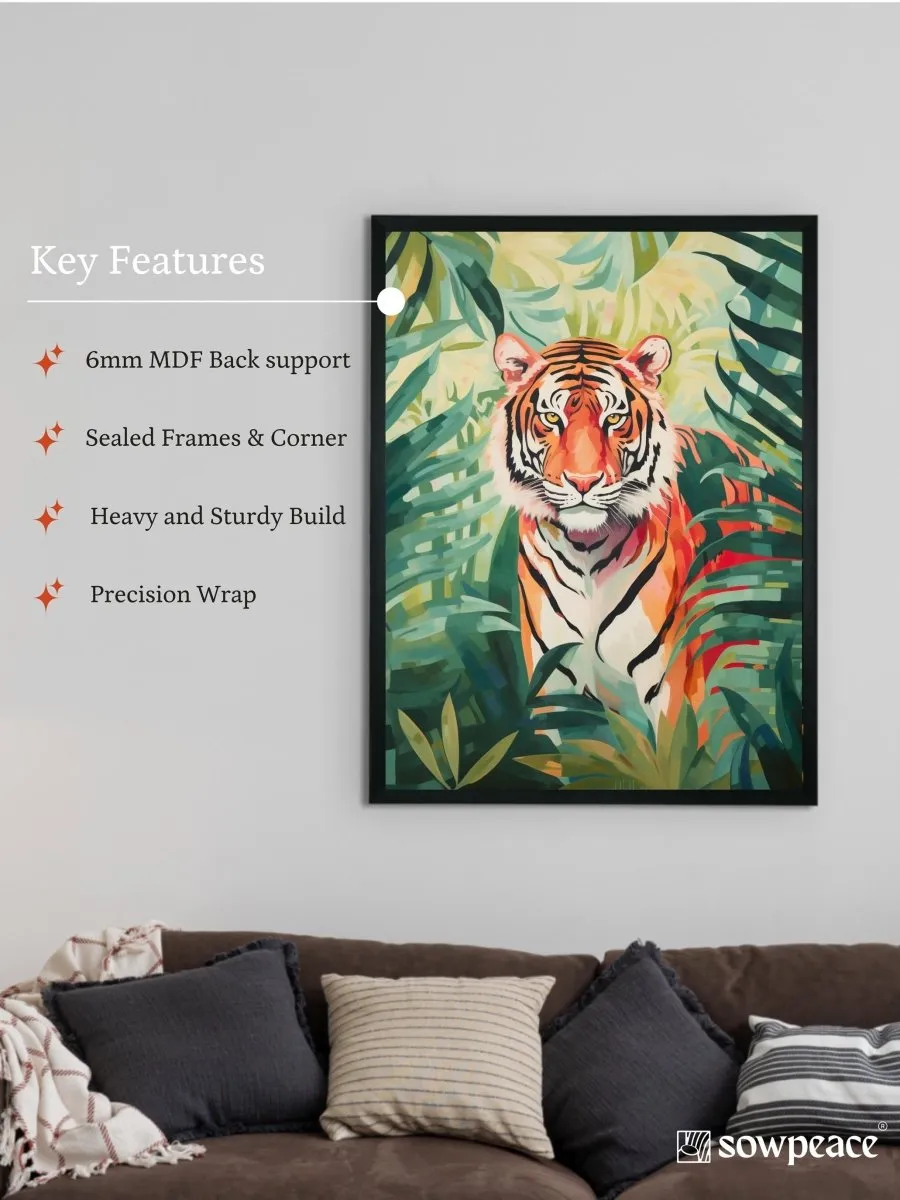 Sowpeace Harmony: Find Your Handcrafted Abstract Tiger – Premium Indian-Inspired Canvas Art for Stylish Home Interiors