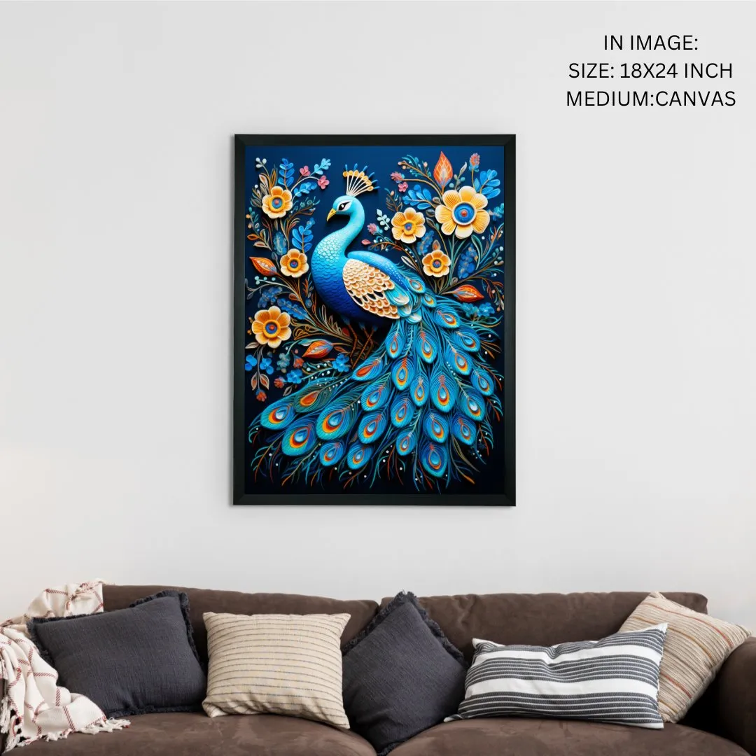 Sowpeace Serenity: Handcrafted Peacock Blooms Tranquility – Premium Canvas Art for Elegant and Peaceful Home Decor