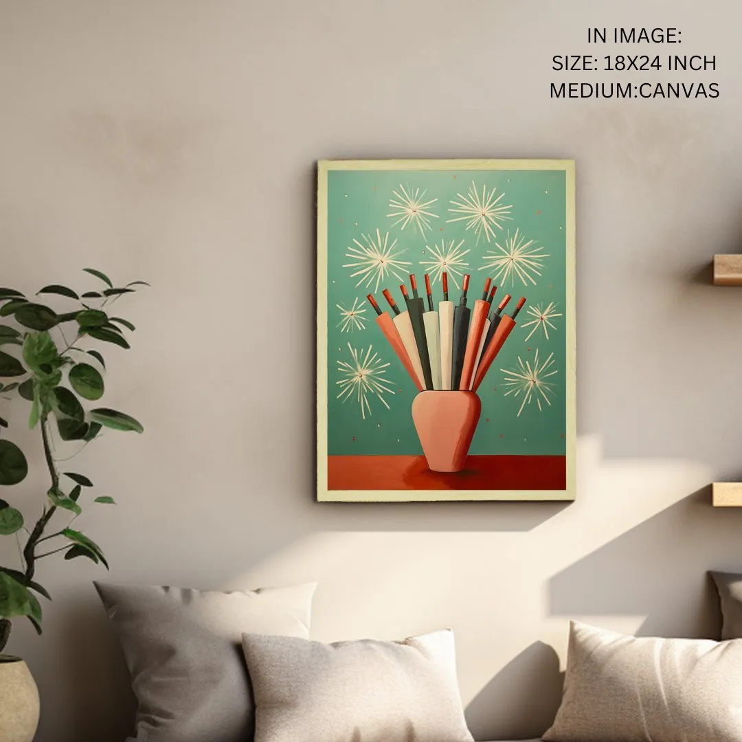 Sowpeace: Winter Festive Joy Abstracted Canvas – Premium Indian-Inspired Wall Art for Elegant Holiday Interiors