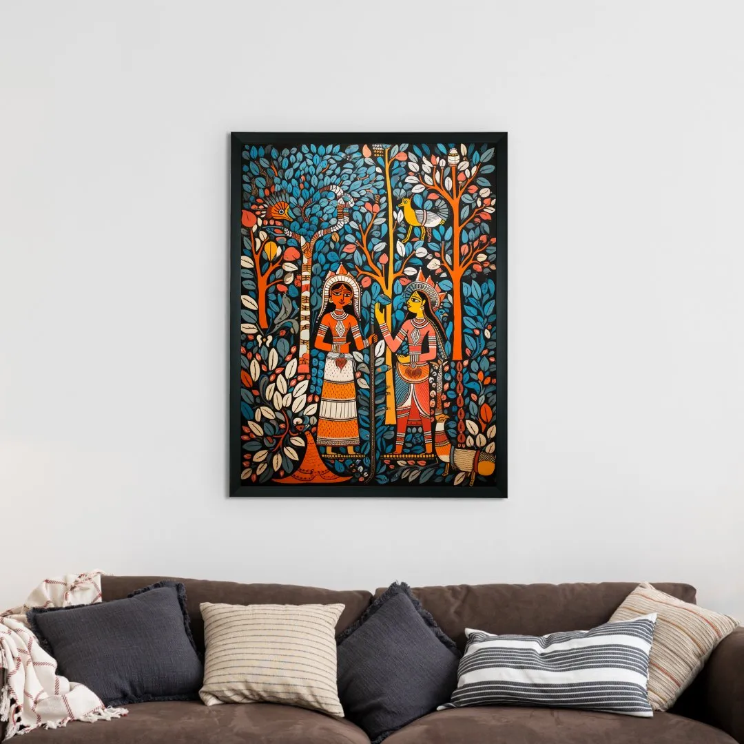 Sowpeace: Women & Trees Handcrafted Art – Premium Indian-Inspired Canvas Print for Elegant Home Decoration