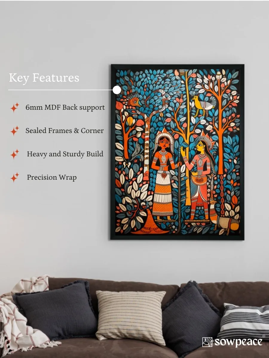 Sowpeace: Women & Trees Handcrafted Art – Premium Indian-Inspired Canvas Print for Elegant Home Decoration